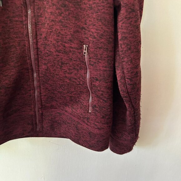Lucky Brand Fleece Jacket Mens Medium Red Hooded Full Zip Pockets - Picture 3 of 8